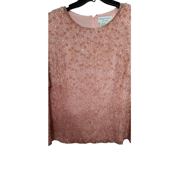 Adrianna Papell Embellished Sea Pink Silk Party Blouse 22W - Picture 2 of 5